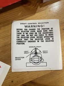 David Brown Draft Setting Rear Plough Decal 1410 1212 1210 1200 1210 - Picture 1 of 1