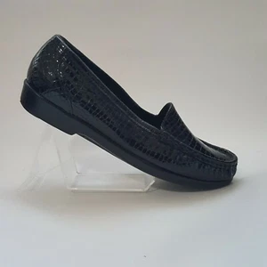 SAS TriPad Loafer Women's Comfort Shoe Sz 7.5M Black Faux Reptile Patent Leather - Picture 1 of 10