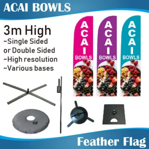 3m Outdoor ACAI BOWLS Flag Feather Banner Feather Flags - Picture 1 of 11