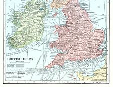 1906 England Scotland Ireland Map London Dublin Aberdeen Liverpool Belfast RARE