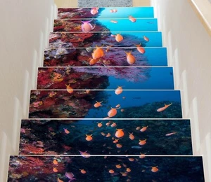 3D Cute Fish G119 Stair Risers Decoration Photo Mural Vinyl Decal Wallpaper E - Picture 1 of 6