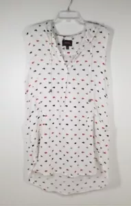 For Cynthia Beach Wear White Red Blue Fish Linen Hooded Dress Cover Up Size XL - Picture 1 of 7