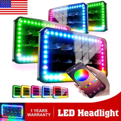 Faro LED 4P 4X6 haz alto/bajo con halo RGB para Pontiac Grand Prix 1976-1987 Foto 1 de 4