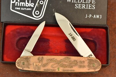 VINTAGE JOHN PRIMBLE BELKNAP INC. 1/1000 METAL PEN KNIFE WHITE TAIL DEER (23629) - Image 1 of 4