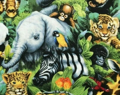 Baby Jungle Zoo Animals Quilt Fabric - Fat Quarter - Image 1 of 2