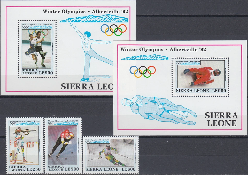 Conjunto Sierra Leona y ambos Juegos Olímpicos S/S Albertville 1992 MNH-34 euros Foto 1 de 1