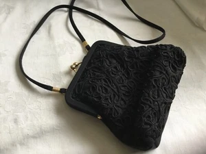 Quality Black Fabric Small Shoulder Bag by “Laura Ashley” Great Condition - Picture 1 of 10