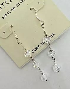925 Sterlingsilber Ohrhänger facettiert abgestuft Zirkonias UVP 50 $ - Bild 1 von 4