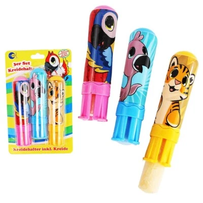 BEMIRO Kreidehalter Kinder 3er Set inkl. Malkreide, Kreidehalter für Kinder