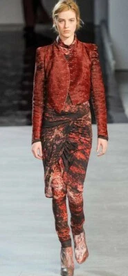 Helmut Lang Runway Sample Lasercut Ponyhair Leather Bolero Jacket Fever Red XS - Image 1 of 4