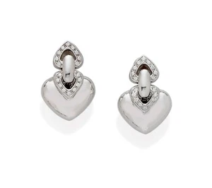 Bulgari Bvlgari 18k White Gold Doppio Cuore Diamond Ear Clips Appx 0.50 ct - Picture 1 of 1