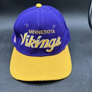 Vintage Minnesota Vikings Sports Specialties Script Hat Wool Purple NFL Football - Picture 1 of 10