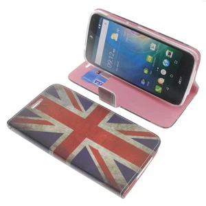 Custodia per Acer Liquid Z630 Book-Style Protettiva Cellulare Libro GB Bandiera - Foto 1 di 4