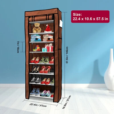 10 Tier Shoe Rack Shelf Saving Storage Closet Organizer Cabinet Dustproof Stand - Image 1 of 4