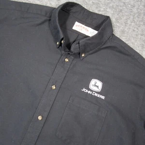Red Kap John Deere Button Up Shirt 2XL Black Long Sleeve Mechanic Service Shop - Picture 1 of 8