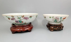 2 Mid-19th century famille rose four-season flower bowls, panchang style mark, - Picture 1 of 24