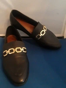 H&M Loafers Size 8.5 Black Gold Tone Hardware - Picture 1 of 8