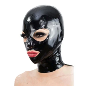 Unisex Latex Zipped Hood Mask Head Cover Open,Eyes Mouth and Nostrils Cosplay HQ - Picture 1 of 8