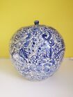 ANTIQUE BLUE AND WHITE SIGNED ASIAN LARGE GINGER JAR, EARLY 20TH CENTURY 