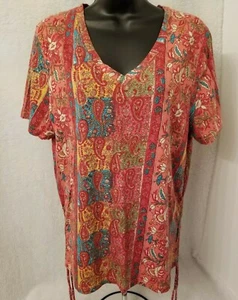 CJ Breeze Women Shirt Top Blouse Size XXL 2XL 2X Large Multicolor Paisley Floral - Picture 1 of 6