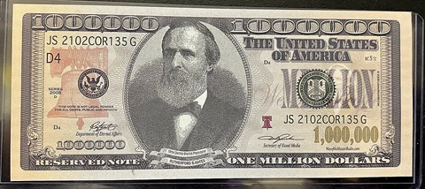 Vintage $1,000,000 One Million Dollars *UNCIRCULATED* Rutherford B Hayes NOVELTY Cover