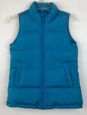 Lands End Down Puffer Vest Girls 14 Light Blue Winter Zip Jacket Read - Image 1 of 4