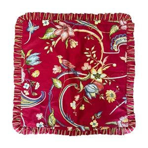 COTE COUTURE 2 Euro Pillow Shams Bird Floral Stripe Back French Country Vibrant - Picture 1 of 9