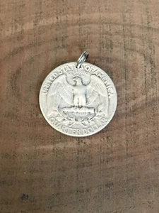 Washington Quarter Rev-Eagle-90% SILVER Coin Jewelry-PENDANT CHARM Vintage! - Picture 1 of 1