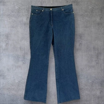 Jeans Escada anos 90 Y2K cintura alta azul mãe jeans tamanho 12 W35" L31" - Imagem 1 de 4