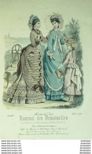 Mode Journal de Demoiselles 1875 # 4008 Thomas Gravure  aquarellee - Picture 1 of 1