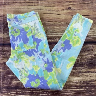 HUE Tie Dye Floral Print Jeggings Size M Stretch 30x28 - Image 1 of 4