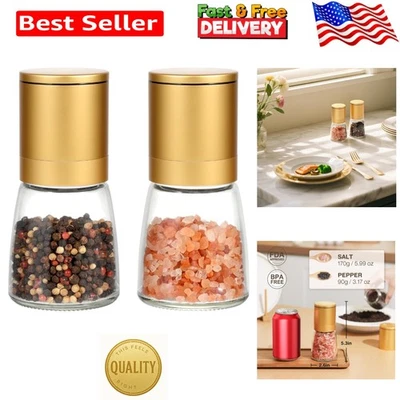 Molinos de sal y pimienta de cerámica dorada - Ajustables para una molienda perfecta cada vez Foto 1 de 4