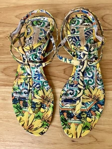 Dolce & Gabbana Sandalen flach Blumen Riemchen Leder Gladiator Italy 39 9 - Bild 1 von 24