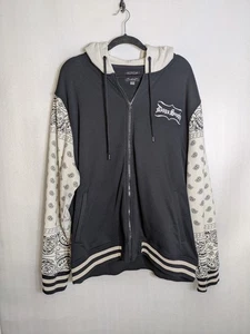 Dogg Supply by Snoop schwarz & creme Paisley Hoodie durchgehender Reißverschluss Jacke Herren 2XL - Bild 1 von 7
