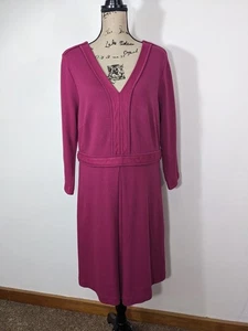 NWT Boden Women's Mulberry Pink Textured Midi Dress  3/4 Sleeve V Neck Size 14R - Picture 1 of 11