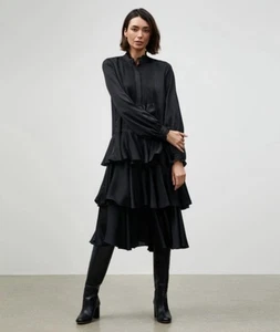 Lafayette 148 New York Raines Ruffled Dress Black Size Large : MSRP $698 - Picture 1 of 21