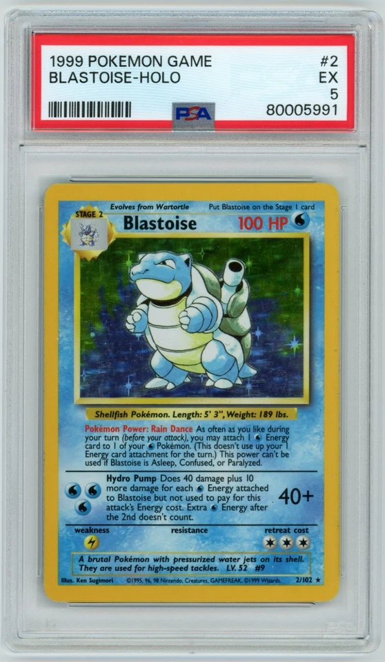 1999 Pokemon Blastoise 2/102 Holo Rare PSA 5 Base Set Original Vintage - Image 1 of 2