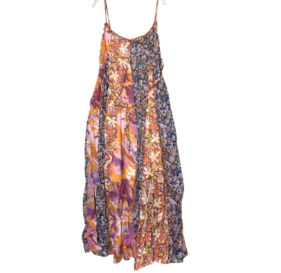 Free People Moondive Maxi Dress XL NWT Orange Patchwork Sleeveless Open Back - Image 1 of 4