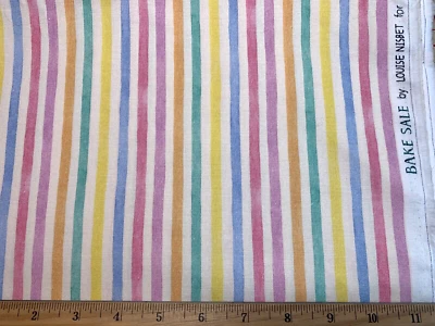 Cotton Fabric Rich Pastel BAKE SALE Louise Nisbet FROSTED STRIPES M MILLER FQ - Image 1 of 2