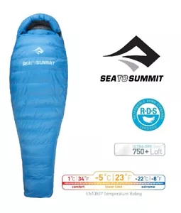SEA TO SUMMIT TALUS 1 DOWN SLEEPING BAG TS1 750+LOFT ULTRADRY RDS CERTIFIED DOWN - Foto 1 di 11