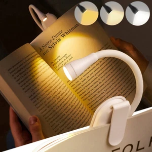 New Mini LED Book Light Eye Protection Adjustable Clip 360° Flip Study Lamp Rec - Zdjęcie 1 z 18