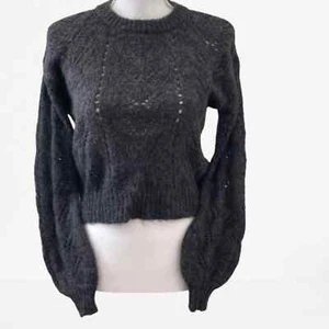 American Eagle Crew Neck Cropped Gray Knitted Sweater XS - Picture 1 of 7