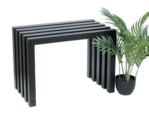 Hocker Metall Schwarz Sitzbank Massiv Wetterfest 60 cm Sitzhocker Lamellenhocker - Bild 1 von 8