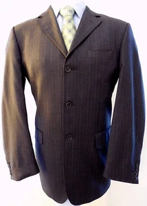 42L Enzo Tovare Blazer Jacket Wool Pinstriped Sz Gray Super 150s Italy Dual Vent - Picture 1 of 12