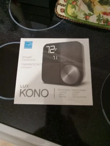 Lux Kono Smart Wi-Fi Thermostat w/Black Stainless Steel Faceplate KN-S-MG1-B04 - Picture 1 of 3