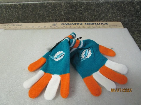 Qty (6) Miami Dolphins Child's Knit Gloves - By Forever Collictibles - New! Cover