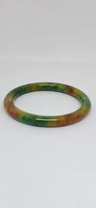 Multi Color Yellow/Green/Red Jade Bangle Bracelet 2.10 Inches Inside Diameter. - Picture 1 of 18