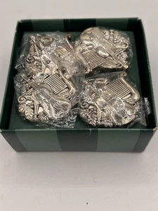 Bombay Co. Classical Instrument Napkin Rings Silver Plated By Godinger Set of 4 - Picture 1 of 5