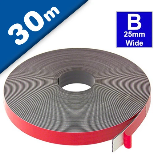 Magnetband Magnetstreifen selbstklebend, Schaumstoff-Kleber 25,4mm x 30m Typ B - Bild 1 von 1