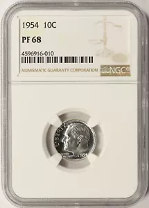 Moneda de diez centavos Roosevelt 1954 Proof 10c NGC PF68 - Imagen 1 de 4